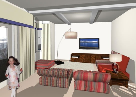 Interior design - Family room with TV & lamp 